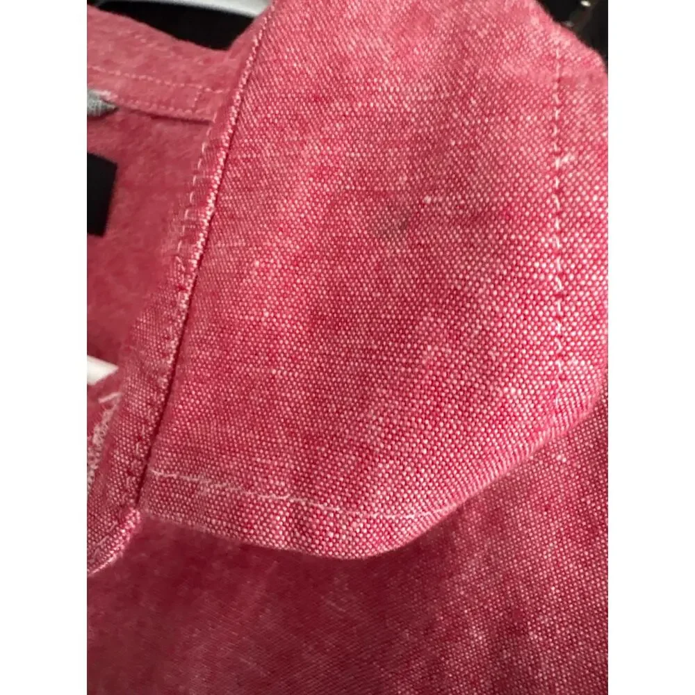 Banana Republic Linen Slim Fit Shirt L Pink Linen Blend Button Up Coastal Resort